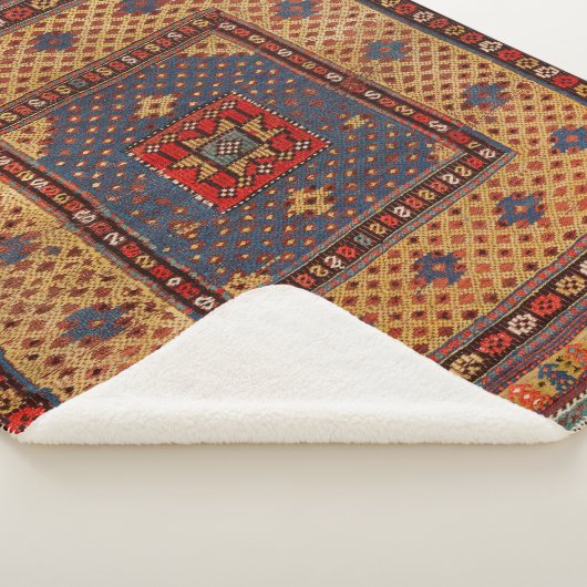 Kurdisch Safreh Dunkler Tan Gelber Blau  Sherpadecke (3/4)