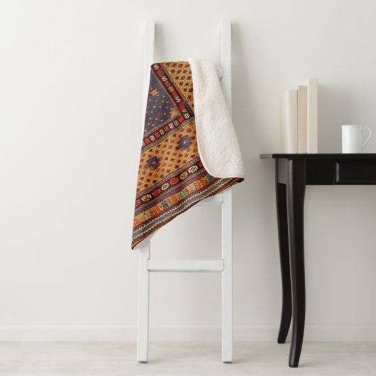 Kurdisch Safreh Dunkler Tan Gelber Blau  Sherpadecke (Beispiel)