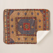 Kurdisch Safreh Dunkler Tan Gelber Blau  Sherpadecke (Vorderseite (Horizontal))