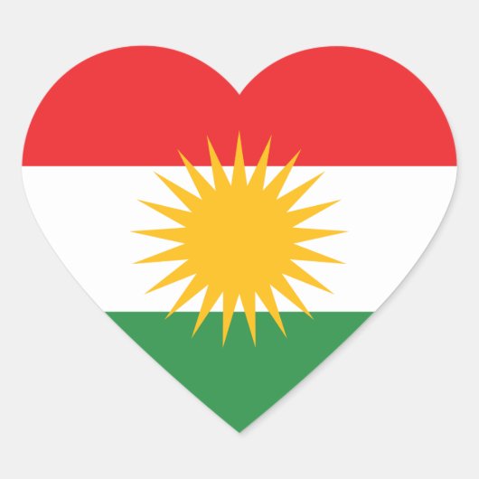 Kurdische Flagge Herz-Aufkleber (Vorderseite)