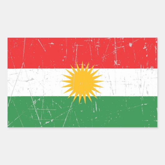 Kurdische Flagge mit Scuffen und Kratzern Rechteckiger Aufkleber (Vorderseite)