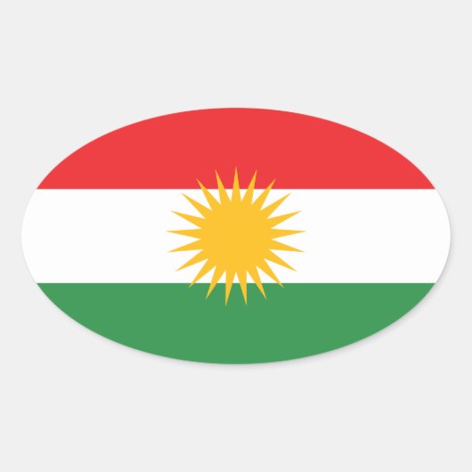 Kurdische Flagge Ovaler Aufkleber (Vorderseite)