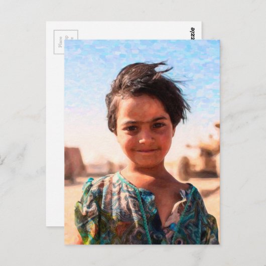 kurdische Flüchtlingsfrau Postkarte (Vorne/Hinten)