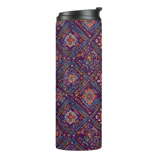 Kurdische Mosaik-Blumenmuster Thermosbecher (Nach links gedreht)
