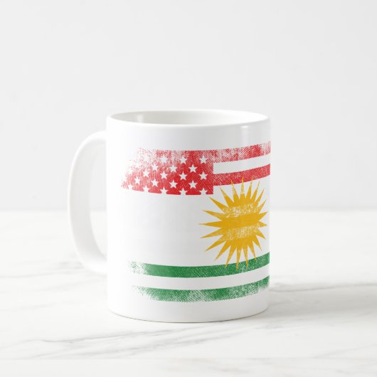 Kurdisches Flagge- Kurdistan und USA-Entwurf Kaffeetasse (Vorderseite Links)