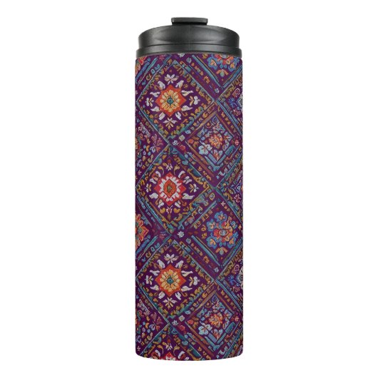 Kurdish Mosaic Floral Pattern Thermosbecher (Vorderseite)