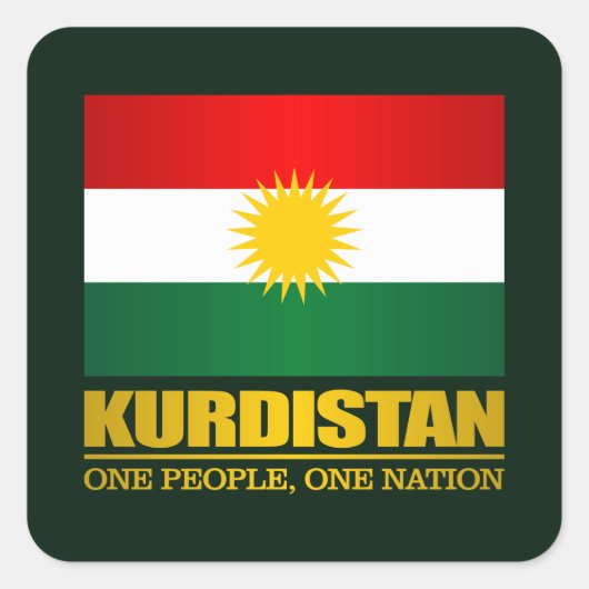 Kurdistan (ein Volk, eine Nation) Quadratischer Aufkleber (Vorderseite)