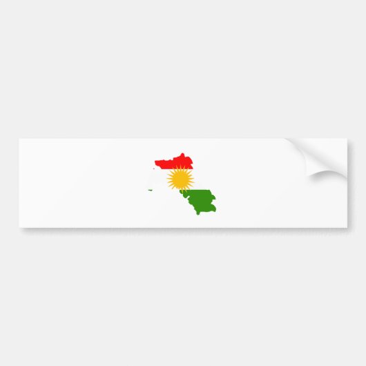 Kurdistan-Flaggen-Karte Größengleich Autoaufkleber (Vorne)