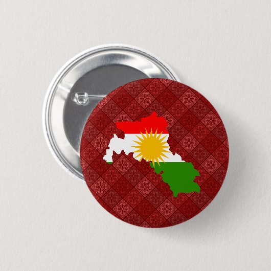 Kurdistan-Flaggen-Karte Größengleich Button (Vorne & Hinten)