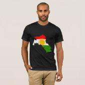 Kurdistan-Flaggen-Karte Größengleich T-Shirt (Vorne ganz)