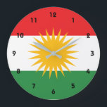 Kurdistan Große Wanduhr<br><div class="desc">Flag of Kurdistan. The Flag of Kurdistan (Kurdish: Alay Kurdistan also called Alaya Rengîn "The Colorful Flag") first appeared during the Kurdish independence of Republic of Mahabad. It is currently used as the official flag of the autonomous Kurdistan Region in Iraq which is under control of the Kurdistan Regional Government....</div>