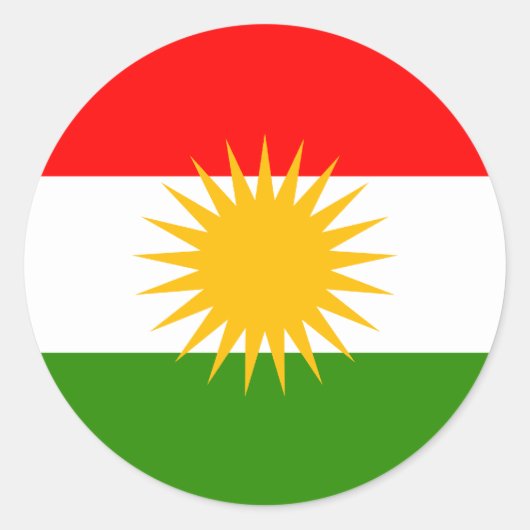 Kurdistan Hochwertige Flagge Runder Aufkleber (Vorderseite)