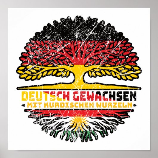 Kurdistan Kurdisch Deutsch Deutschland Baum Wurzel Poster (Vorne)