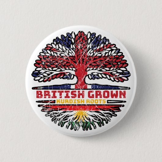 Kurdistan Kurdish Uk United Kingdom British Tree Button (Vorderseite)