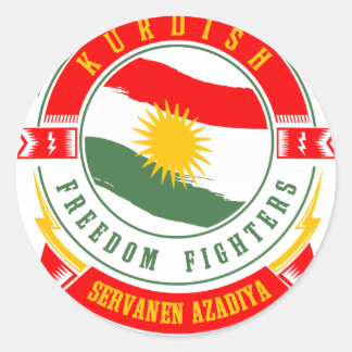 Kurdistan KURDISTAN Peshmerga Freedom Warrior Runder Aufkleber