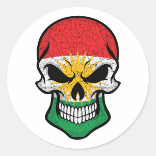 Kurdistan lächelnde Schädelflagge Runder Aufkleber