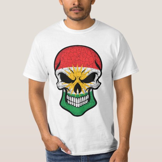 Kurdistan lächelnde Schädelflagge T-Shirt (Vorderseite)