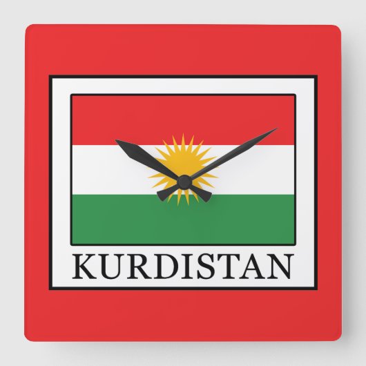 Kurdistan Quadratische Wanduhr (Vorderseite)