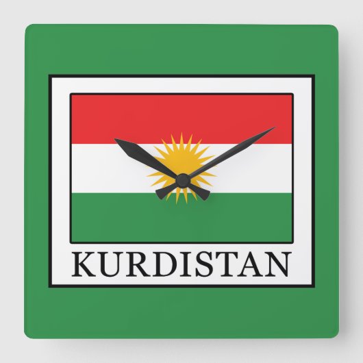 Kurdistan Quadratische Wanduhr (Vorderseite)