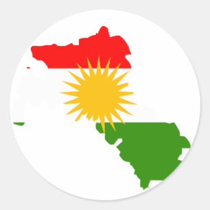 Kurdistanflaggenkarte Runder Aufkleber