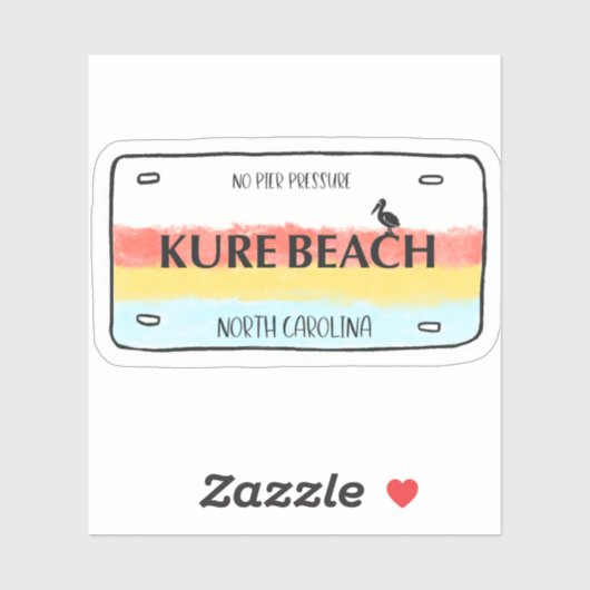 Kure Beach License Plate Vinyl Sticker (Blatt)