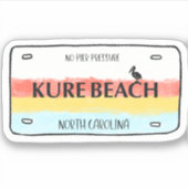 Kure Beach License Plate Vinyl Sticker (Vorderseite)