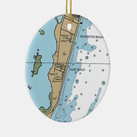 Kure Beach NC Chart Keramik Ornament (Rechts)