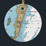 Kure Beach NC Chart Keramik Ornament<br><div class="desc">Kure Beach North Carolina Weihnachtsschmuck mit NOAA nautical chart gemacht.</div>