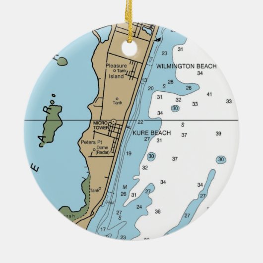 Kure Beach NC Chart Keramik Ornament (Hinten)
