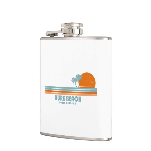 Kure Beach North Carolina Sun Palm Trees Flachmann (Links)