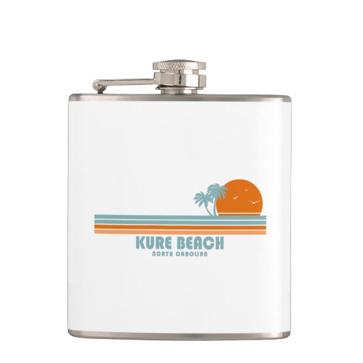 Kure Beach North Carolina Sun Palm Trees Flachmann (Vorderseite)