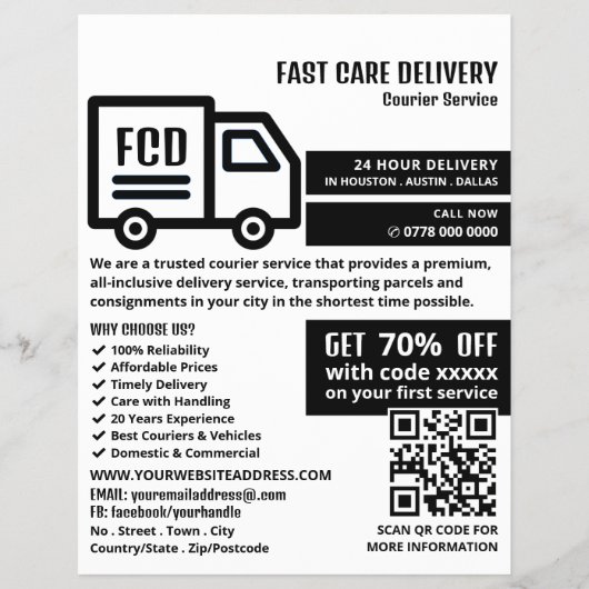 Kurier-LKW-Logo, Kurierdienstwerbung Flyer (Vorne)