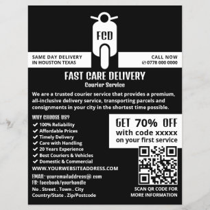 Kurier-Moped-Logo, Kurierdienstwerbung Flyer