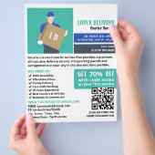 Kurierdienst-Mitarbeiter, Kurierdienst-Werbung Flyer (Hand)