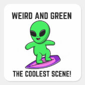 kuriose Alien-Zitate Quadratischer Aufkleber (Vorderseite)