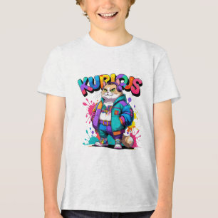 Kurious Manga Cat Tri-Blend Shirt