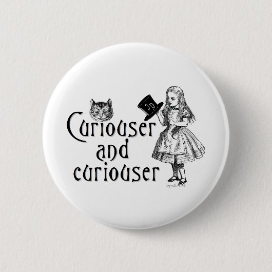 Kuriouser und Kuriouser Button (Vorderseite)