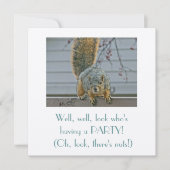 KURIOUSSQUIRREL AM ZENTRUM MIT BLICK IN DAS HAUS EINLADUNG (Vorderseite)