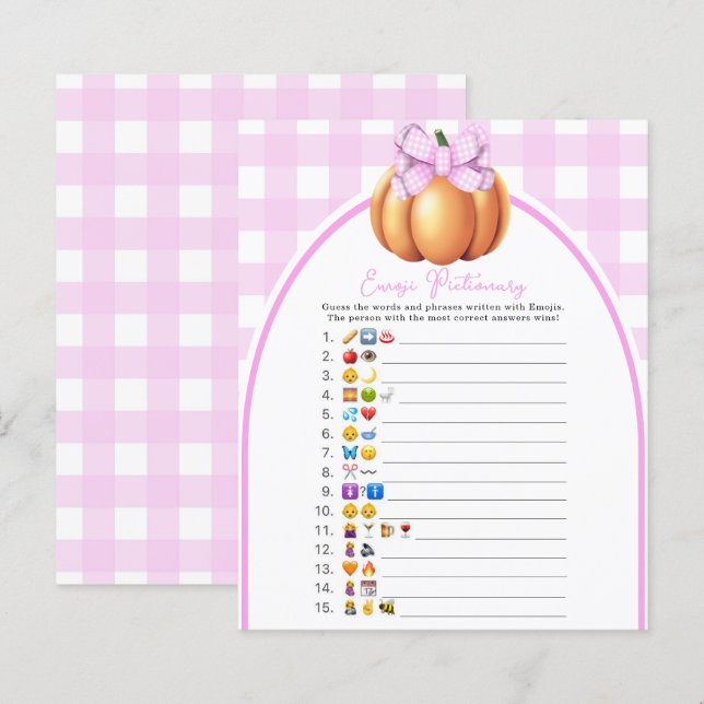 Kürkchen-Babydusche Emoji Pictionary (Vorne/Hinten)