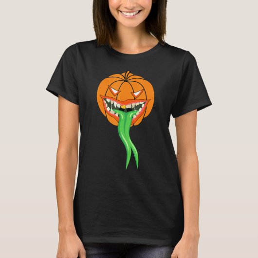 Kürkin Monster Green Tongue Halloween T-Shirt (Vorderseite)