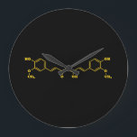 Kurkumin Molekulare chemische Formel Große Wanduhr<br><div class="desc">Curcumin Turmeric Molecule ~ Chemische Skelettal Struktur-Formel Bio Verbindung. Globe Trotters ist auf die Idiosynkratische Bildsprache aus der ganzen Welt spezialisiert. Hier finden Sie einzigartige Grußkarten,  Postkarten,  Poster,  Mousepads und mehr.</div>