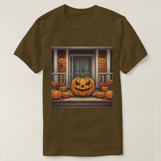 Kürme auf Porch Halloween-T - Shirt (Design vorne)