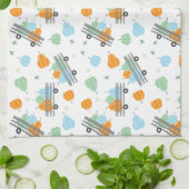 Kürme in einem Wagenmuster blau orange Geschirrtuch (Gefaltet)