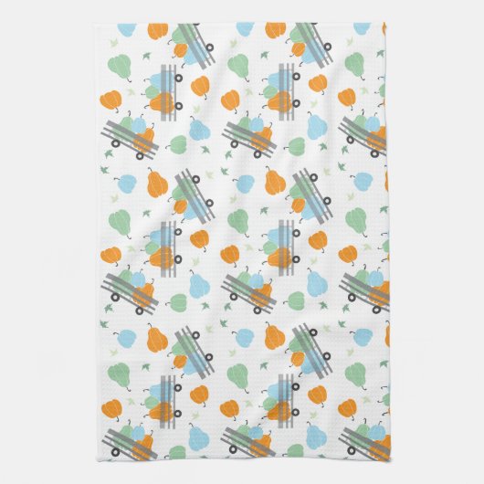 Kürme in einem Wagenmuster blau orange Geschirrtuch (Vertikal)