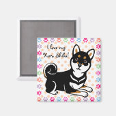 Kuro Shiba Inu Hund Cartoon Magnet (Vorderseite/Rückseite)