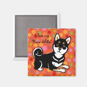 Kuro Shiba Inu Hund Cartoon Magnet (Vorderseite/Rückseite)