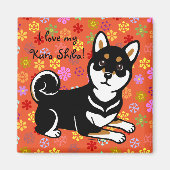 Kuro Shiba Inu Hund Cartoon Magnet (Vorne)