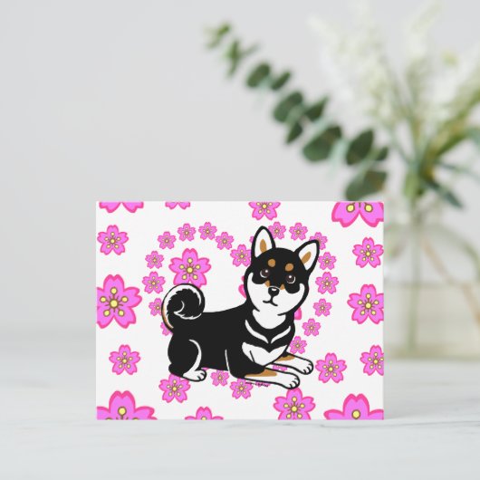Kuro Shiba Inu Hund Cartoon Postkarte (Stehend Vorderseite)