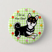 Kuro Shiba Inu HundeCartoon Button (Vorderseite)