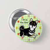 Kuro Shiba Inu HundeCartoon Button (Vorne & Hinten)